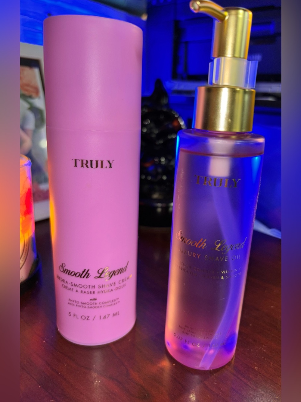 TRULY Pink Shave Cream & Purple Serum Duo with Gold Pump
